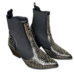 Sergio Todzi‎ Womens Black Studded Pointed Toe Ankle Boots Western Size 37 (7)